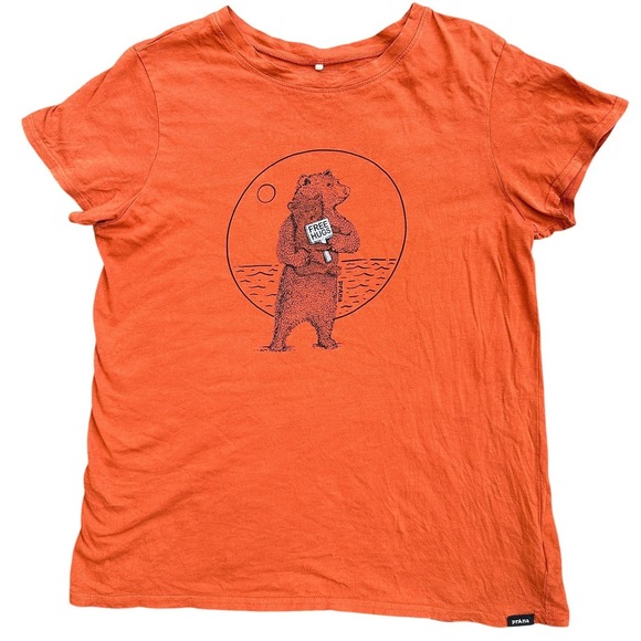 Prana Tops - prAna Free Hugs Bear Graphic Tee Women Size M Orange Excellent Organic Cotton